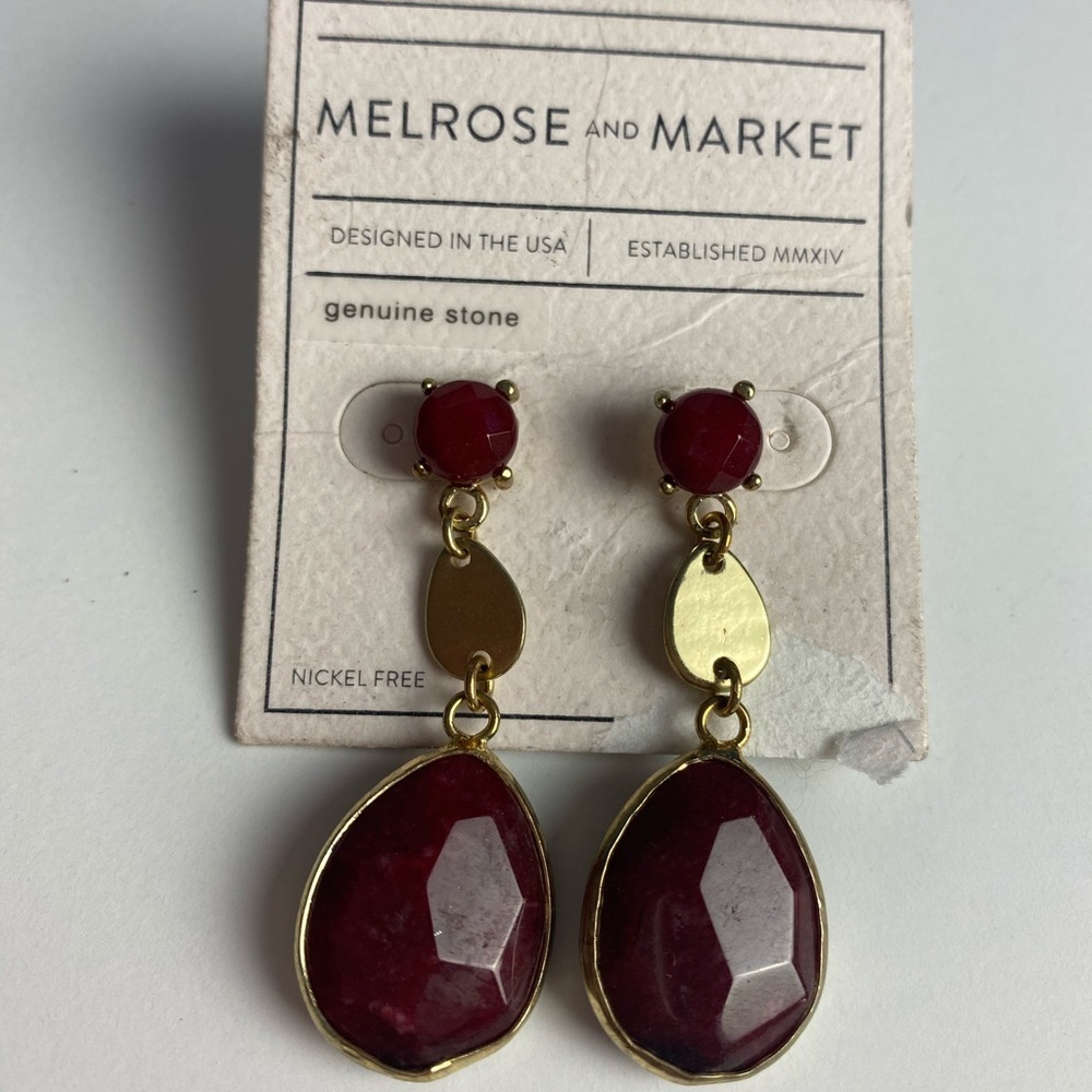 Melrose & Market Burgundy Gold Earrings